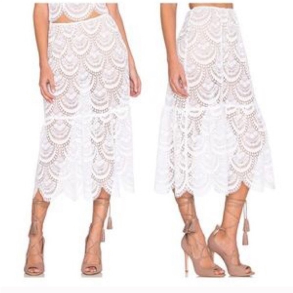 FOR LOVE & LEMONS WHITE LACE SKIRT